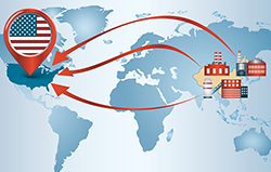 Reshoring graphic - map with facilities moving to USA - 250x159px