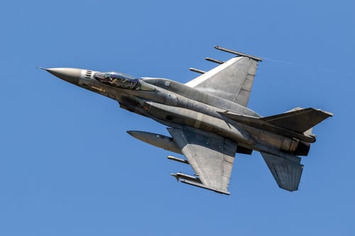 Air force fighter jet plane in full flight